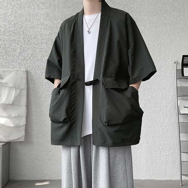 PRIJOUHE Men's Japanese Kimono Cardigan Jackets Casual Long Sleeve Open  Front Coat Lightweight Yukata Outwear at  Men's Clothing store