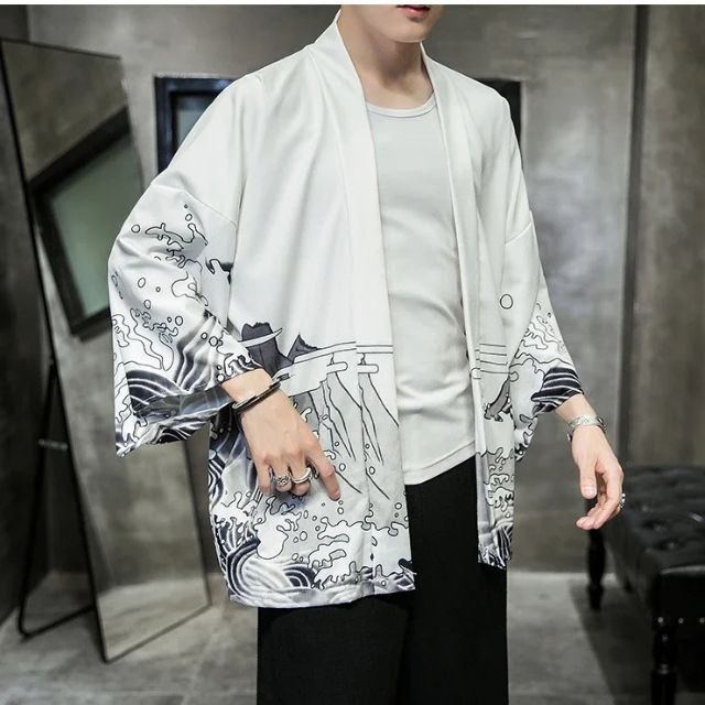 Bold tiger print Japanese kimono cardigan, relaxed fit modern layering piece- eiyo kimono