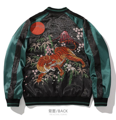 Hip Hop Streetwear Men Jacket Coat Embroidery Tiger Chinese Style Jacket Harajuku Cotton Winter Baseball Jacket Fashion Outwear