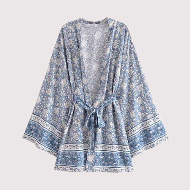 Light Blue Boho Kimono Cardigan | Eiyo Kimono