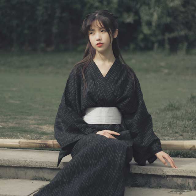 Black Cotton Yukata | Eiyo Kimono