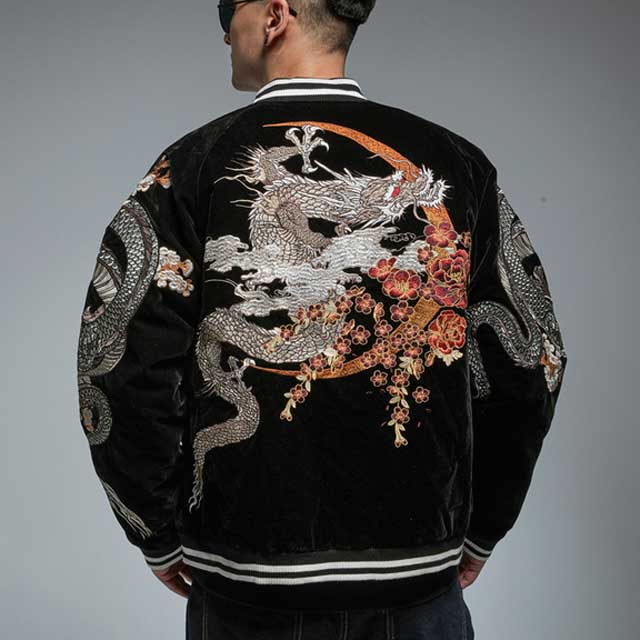Gucci Dragon-embroidered Satin Bomber Jacket In Black