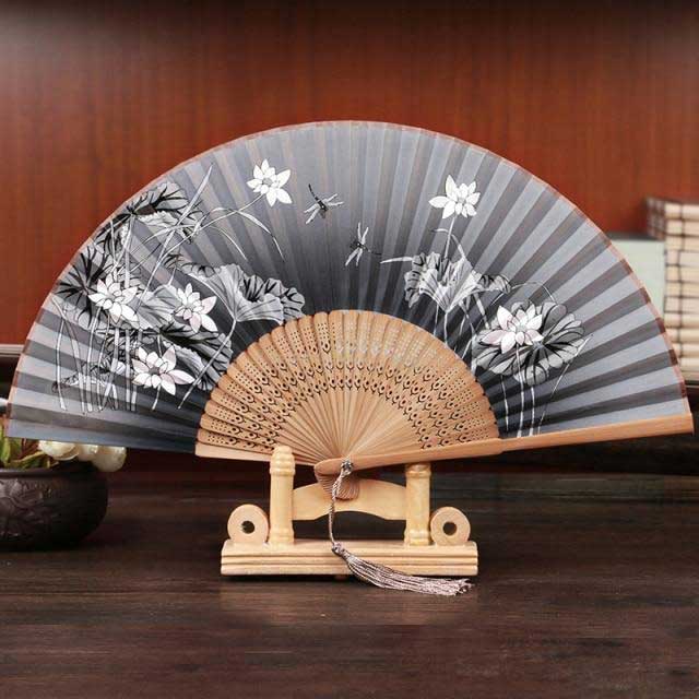Folding Handheld Bamboo Silk Hand Fan | Eiyo Kimono