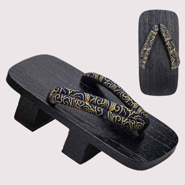 Geta Sandals - Navy & Gold | Eiyo Kimono