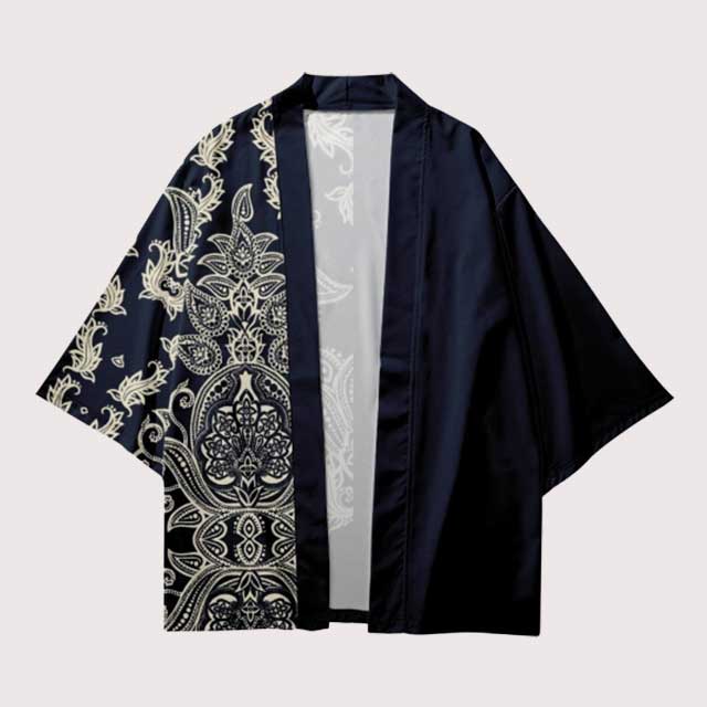 Japanese Traditional Cotton Men Kimono Haori Pajamas Yukata Retro