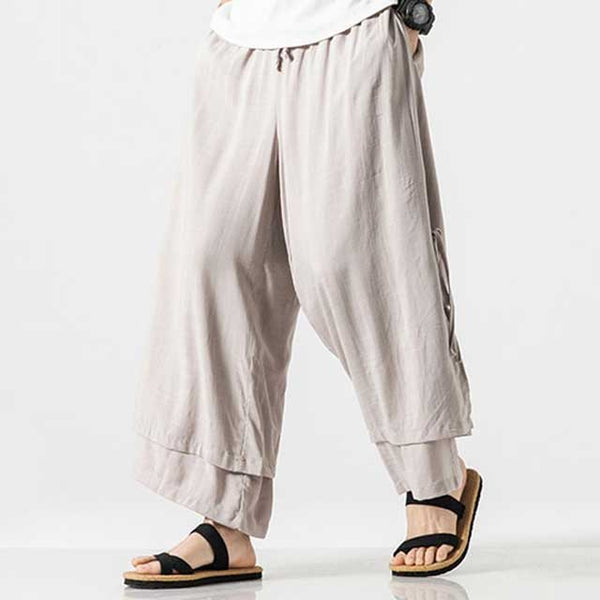 White Linen Pants With Slits, Hakama Pants, Linen Summer Pants Women,  Japanese Style Pants, Plus Size Linen Pants,relaxed Clothing for Women 