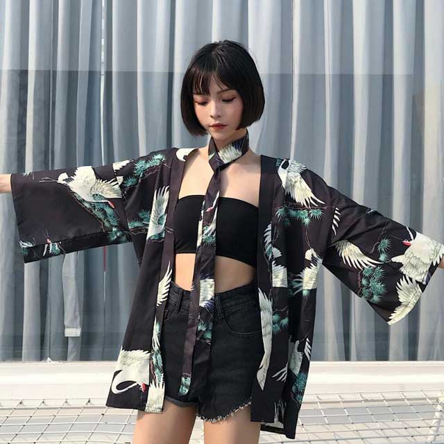 Japanese Crane Haori Jacket | Eiyo Kimono