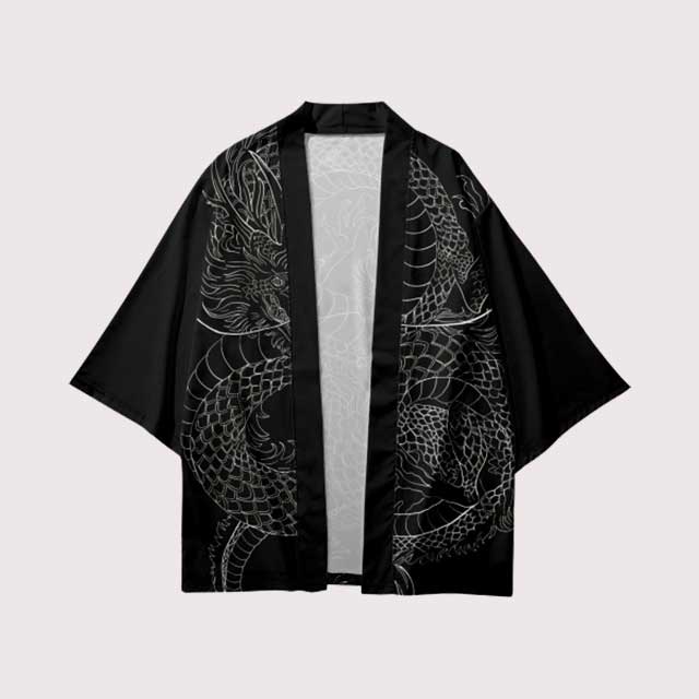 Sea Dragon Kimono - White - Premium Japanese Cotton Blend - Japanese Tattoo  Art Printed Design - Haori Kimono Shirt