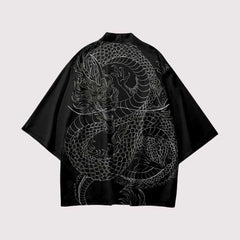 Sea Dragon Kimono - White - Premium Japanese Cotton Blend - Japanese Tattoo  Art Printed Design - Haori Kimono Shirt