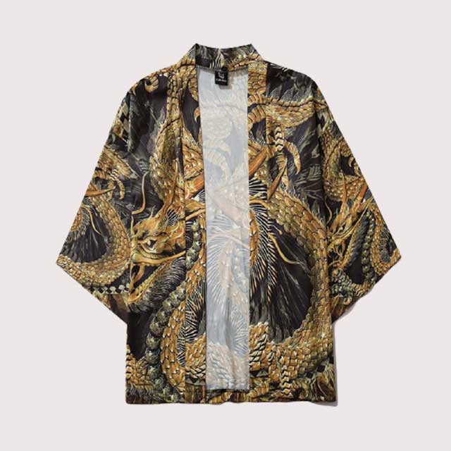 Japanese Temple Dragon Trip Kimono Jacket