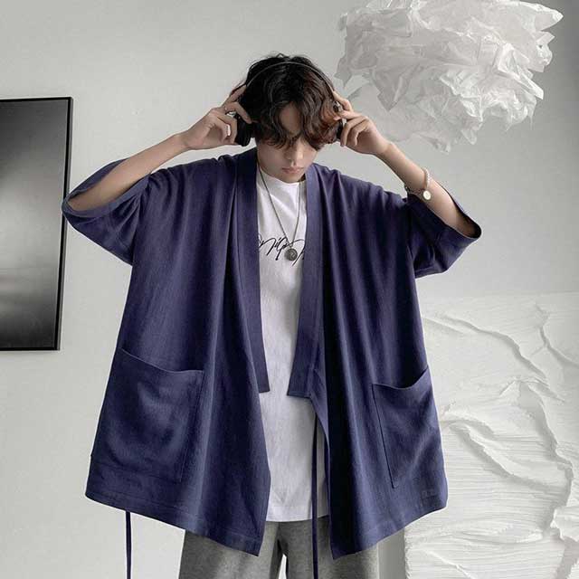 Cotton Kimono Cardigan, RoyalBlue / XXL