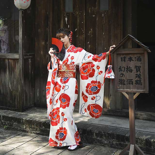 Kimono Japanese Traditional Dress With Bag 