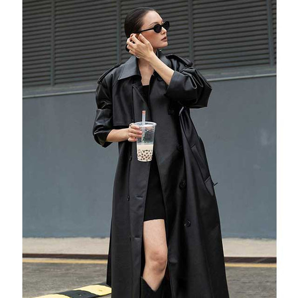 Faux Leather Japanese Trench Coat | Eiyo Kimono