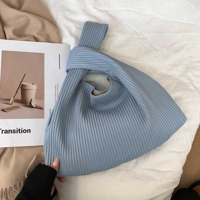 Japanese Style Wrist Bag Sleeve Knot Pouch Knit Handbag Women Knot Wrist  Bag Casual Color Wide Stripe Plaid Tote Bag Phone Pouch