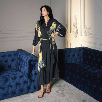Long Satin Kimono Robe | Eiyo Kimono
