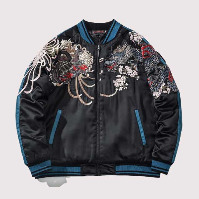 Gucci Dragon-embroidered Satin Bomber Jacket In Black