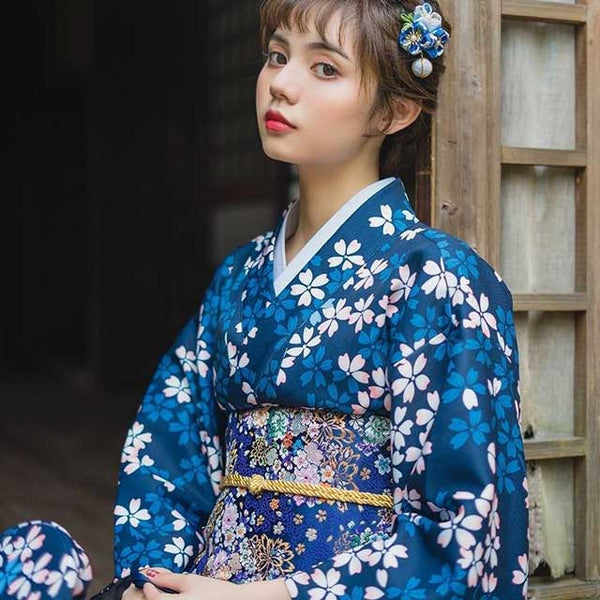 Navy and White Floral Kimono | Eiyo Kimono