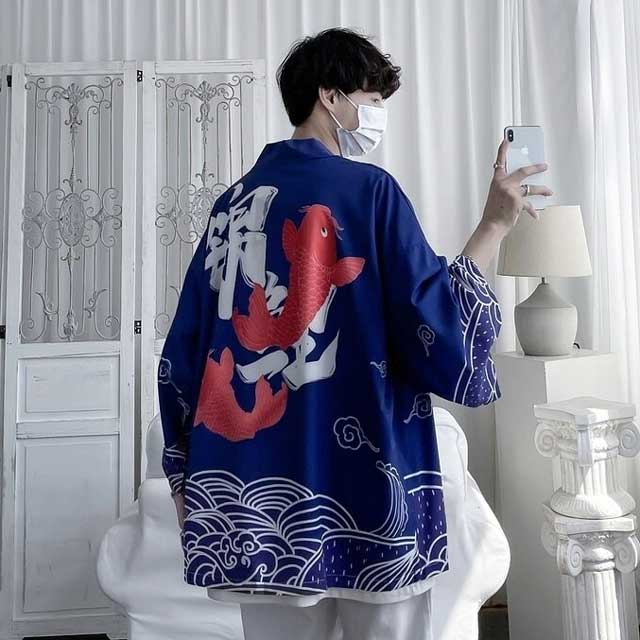 flåde nylon Lappe Navy Blue Kimono | Eiyo Kimono