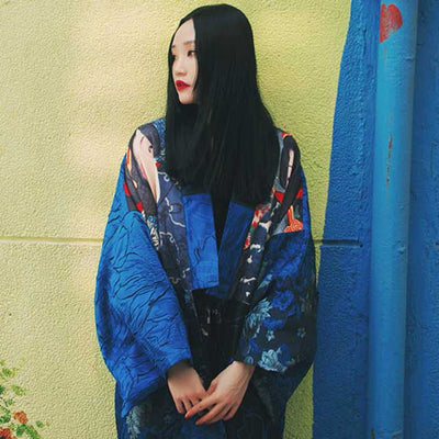 Blue Patchwork Jacquard Jacket | Eiyo Kimono