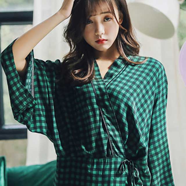 Women's Green Plaid Pajama Set