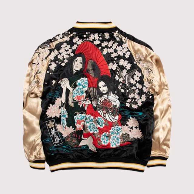 Geisha Embroidered Reversible Souvenir Jacket | Eiyo Kimono