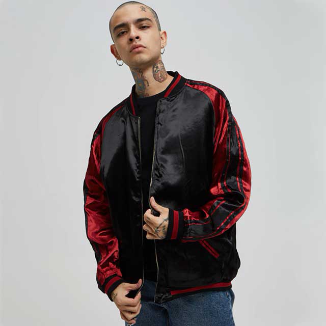 DIESEL Reversible Satin Bomber Jacket Jbisa in Red for Men